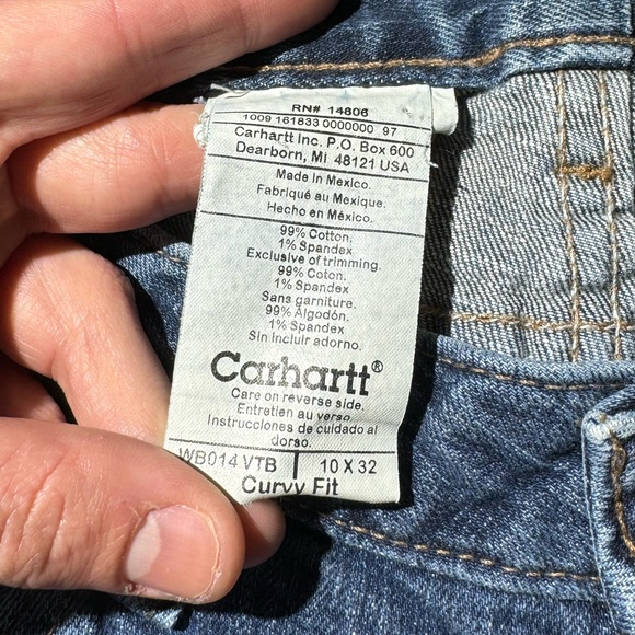 CARHARTT Curvy Fit Denim Jeans Size 10 x 32 Medium Women’s Bootcut Mid Rise - Picture 6 of 6